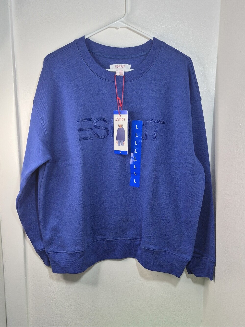 Women's Esprit Embroidered Logo Fleece Crewneck Sweatshirt Size L NWT